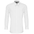 White - Front - Premier Mens Long Sleeve Fitted Poplin Work Shirt