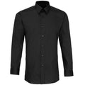 Black - Front - Premier Mens Long Sleeve Fitted Poplin Work Shirt