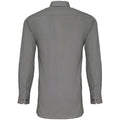Dark Grey - Back - Premier Mens Long Sleeve Fitted Poplin Work Shirt