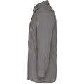Dark Grey - Side - Premier Mens Long Sleeve Fitted Poplin Work Shirt