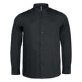 Black - Front - Kariban Mens Long Sleeve Mandarin Collar Shirt