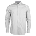 White - Front - Kariban Mens Long Sleeve Washed Poplin Shirt