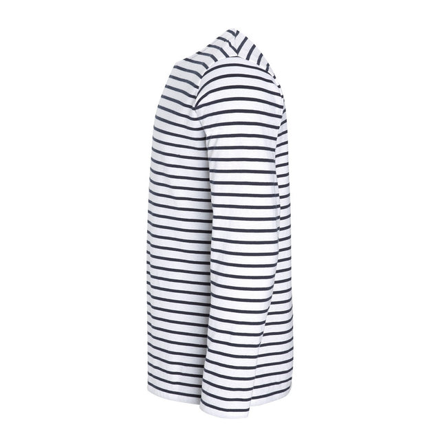 White-Navy - Side - SOLS Mens Marine Long Sleeve Stripe T-Shirt
