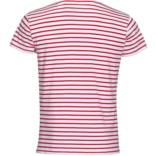 White-Red - Back - SOLS Mens Miles Striped Short Sleeve T-Shirt