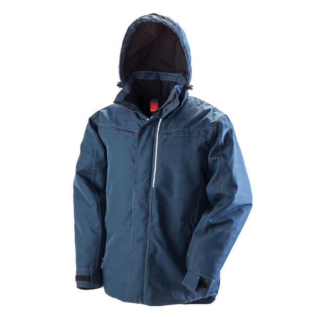 Navy - Front - Result Mens Waterproof Denim Textured Rugged Jacket