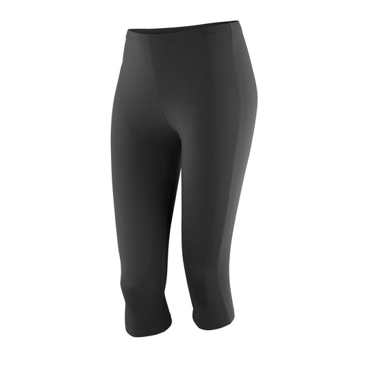 Black - Front - Spiro Womens-Ladies Impact Softex Breathable Capri Pants