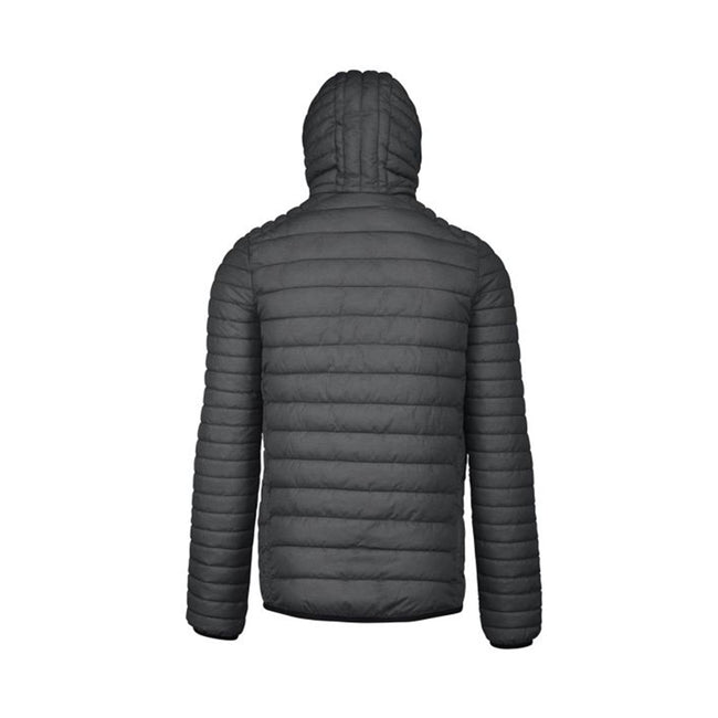 Marl Dark Grey - Back - Kariban Mens Lightweight Hooded Down Jacket