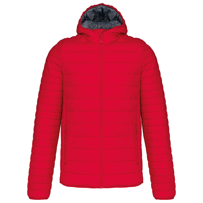 Red - Front - Kariban Mens Lightweight Hooded Down Jacket