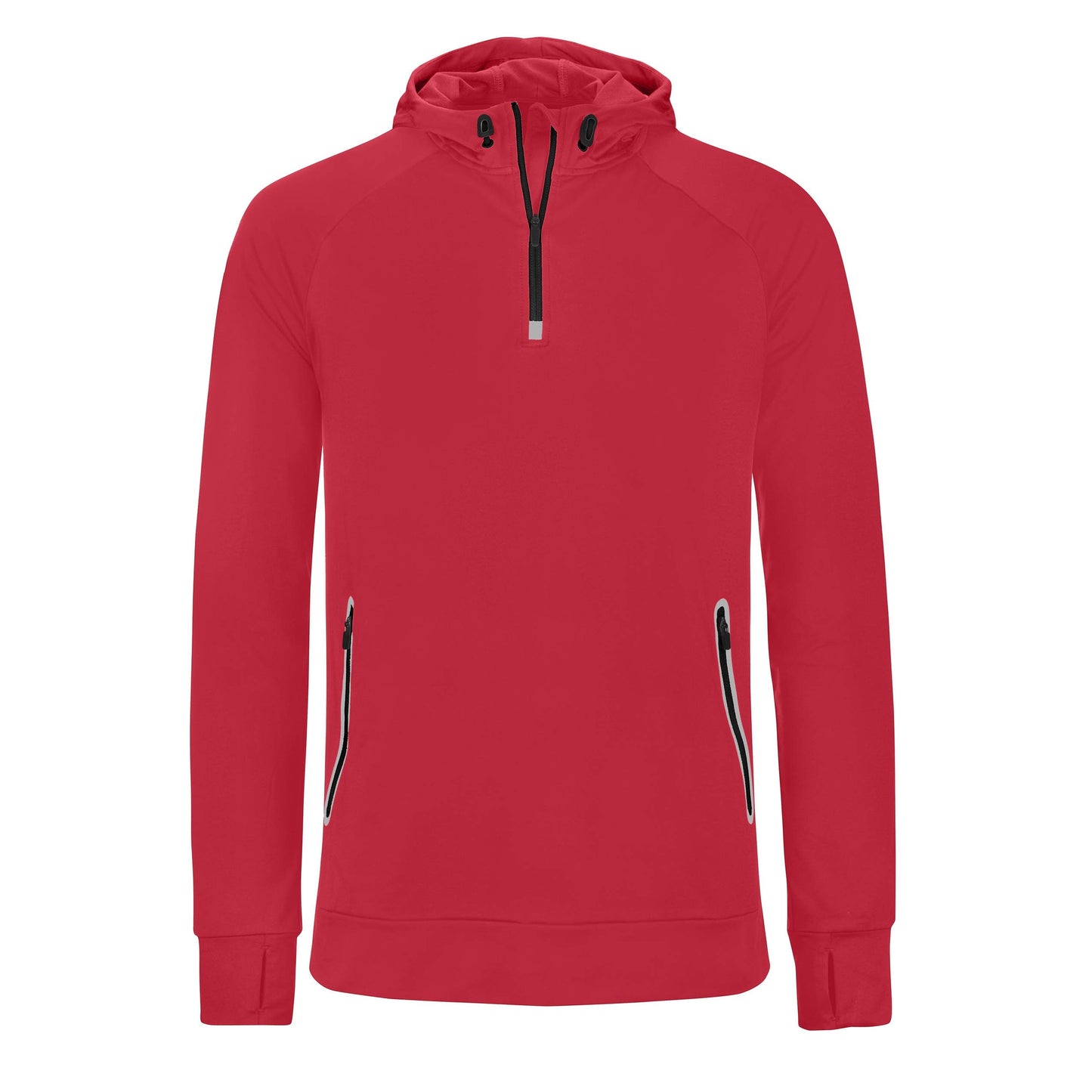 Red - Front - Proact Mens Hooded Zip Neck Sweatshirt