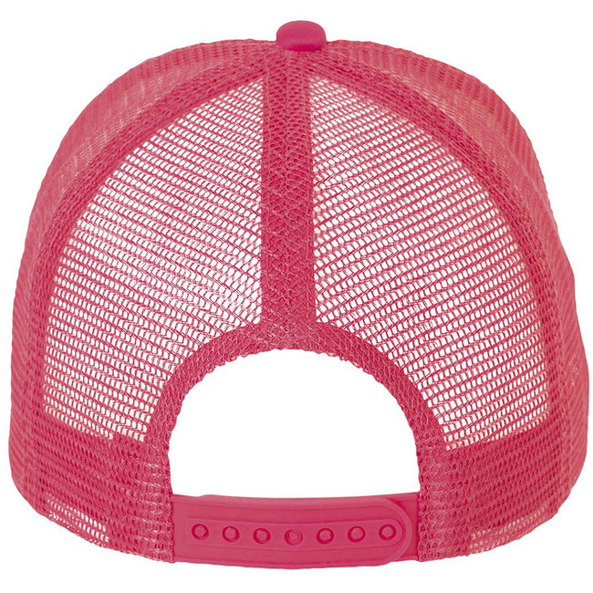 White-Neon Coral - Back - SOLS Unisex Bubble Contrast Cap