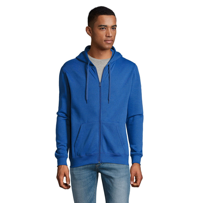 Royal Blue - Back - SOLS Mens Stone Zip Up Plain Hoodie