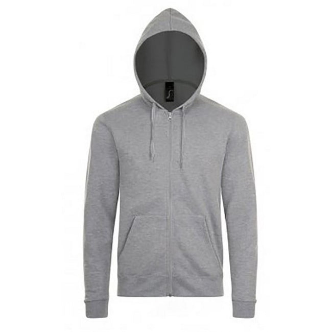 Grey Marl - Front - SOLS Mens Stone Zip Up Plain Hoodie