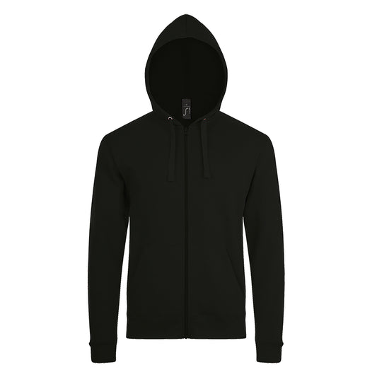 Black - Front - SOLS Mens Stone Zip Up Plain Hoodie