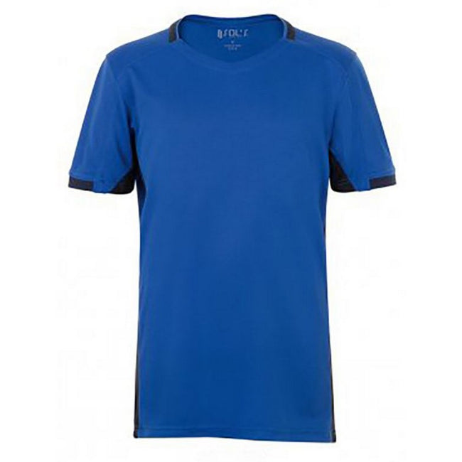 Royal Blue-French Navy - Front - SOLS Childrens-Kids Classico Contrast Short Sleeve Football T-Shirt