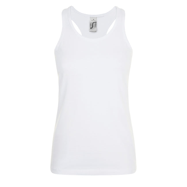 White - Front - SOLS Womens-Ladies Justin Sleeveless Vest