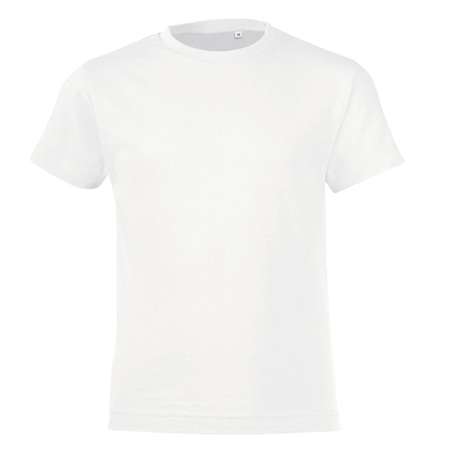 White - Front - SOLS Childrens-Kids Regent Short Sleeve Fitted T-Shirt