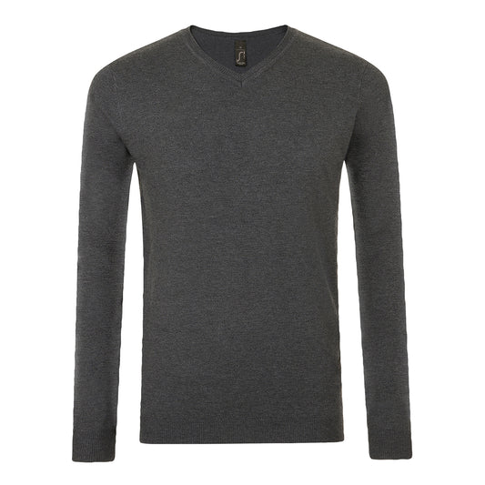 Charcoal Marl - Front - SOLS Mens Glory V Neck Sweater