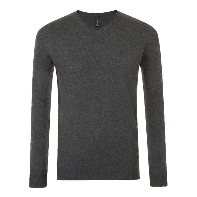 Charcoal Marl - Front - SOLS Mens Glory V Neck Sweater