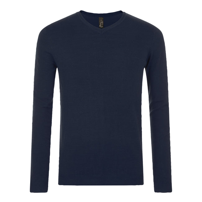 French Navy - Front - SOLS Mens Glory V Neck Sweater