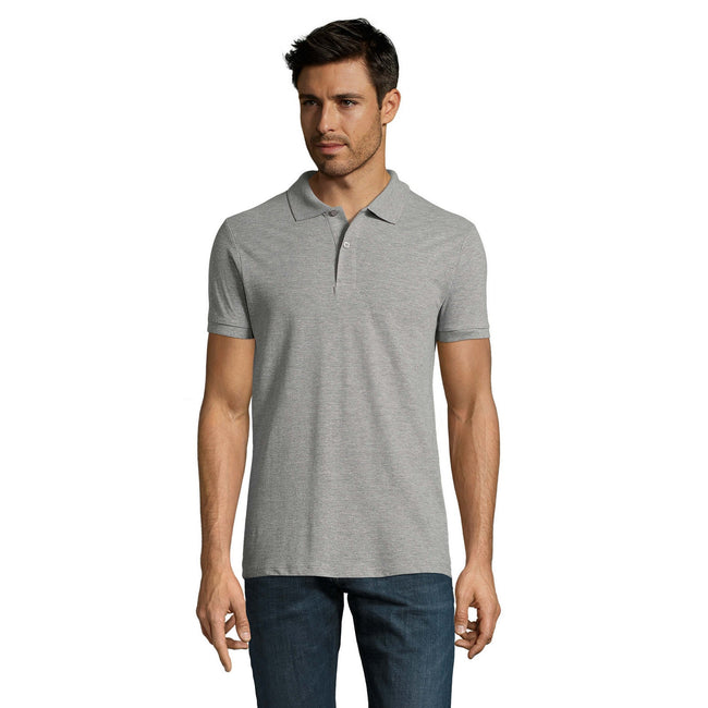 Grey Marl - Back - SOLS Mens Perfect Pique Short Sleeve Polo Shirt