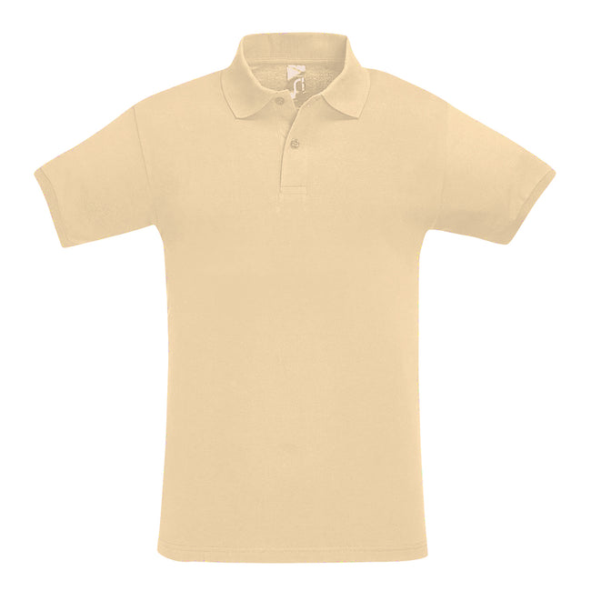 Sand - Back - SOLS Mens Perfect Pique Short Sleeve Polo Shirt