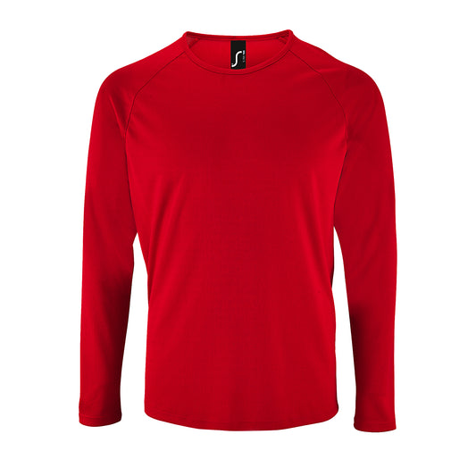 Red - Front - SOLS Mens Sporty Long Sleeve Performance T-Shirt