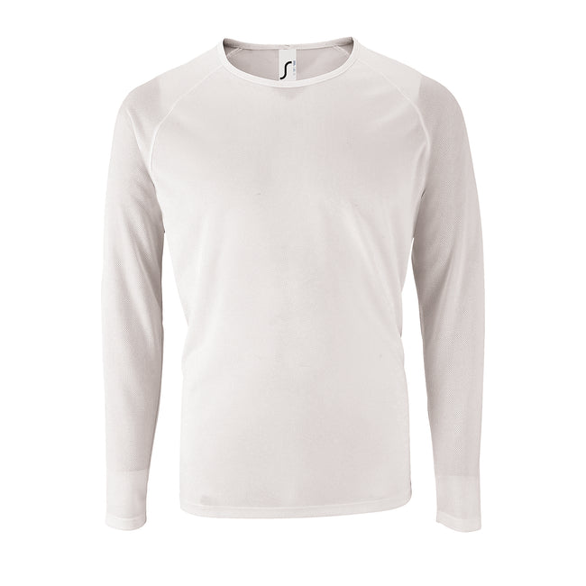 White - Front - SOLS Mens Sporty Long Sleeve Performance T-Shirt