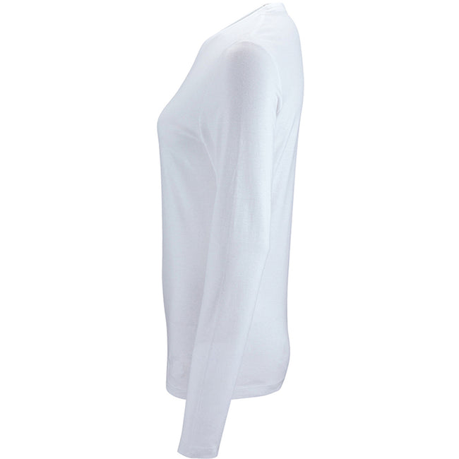 White - Side - SOLS Womens-Ladies Imperial Long Sleeve T-Shirt