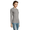 Grey Marl - Side - SOLS Womens-Ladies Perfect Long Sleeve Pique Polo Shirt