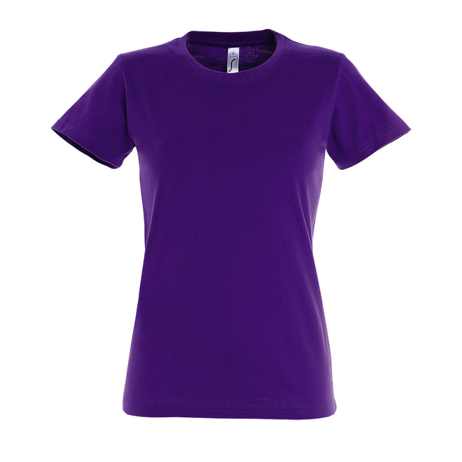 Dark Purple - Front - SOLS Womens-Ladies Imperial Short-Sleeved T-Shirt