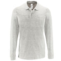 Ash - Front - SOLS Mens Perfect Long Sleeve Pique Polo Shirt