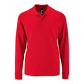 Red - Front - SOLS Mens Perfect Long Sleeve Pique Polo Shirt