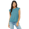 Heather Teal - Back - Bella + Canvas Womens-Ladies Flowy Rolled Cuff Muscle T-Shirt