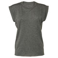 Dark Grey Heather - Front - Bella + Canvas Womens-Ladies Flowy Rolled Cuff Muscle T-Shirt