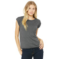 Dark Grey Heather - Back - Bella + Canvas Womens-Ladies Flowy Rolled Cuff Muscle T-Shirt