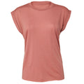 Mauve - Front - Bella + Canvas Womens-Ladies Flowy Rolled Cuff Muscle T-Shirt