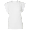 White - Front - Bella + Canvas Womens-Ladies Flowy Rolled Cuff Muscle T-Shirt