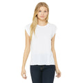White - Back - Bella + Canvas Womens-Ladies Flowy Rolled Cuff Muscle T-Shirt