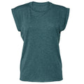 Heather Teal - Front - Bella + Canvas Womens-Ladies Flowy Rolled Cuff Muscle T-Shirt