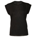 Black - Front - Bella + Canvas Womens-Ladies Flowy Rolled Cuff Muscle T-Shirt