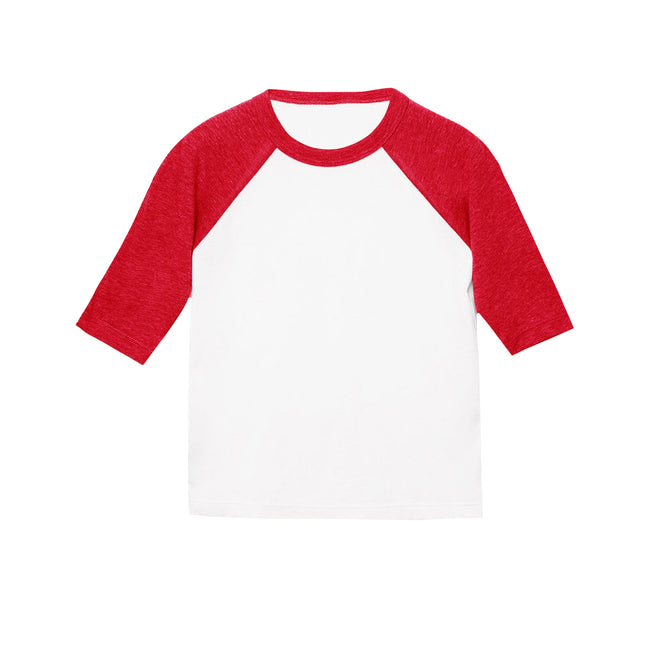 White-Red - Side - Bella + Canvas Toddler 3-4 Sleeve Baseball T-Shirt