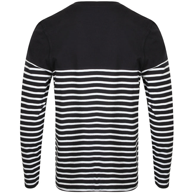 Navy-White - Back - Front Row Mens Long Sleeve Breton Stripe T-Shirt