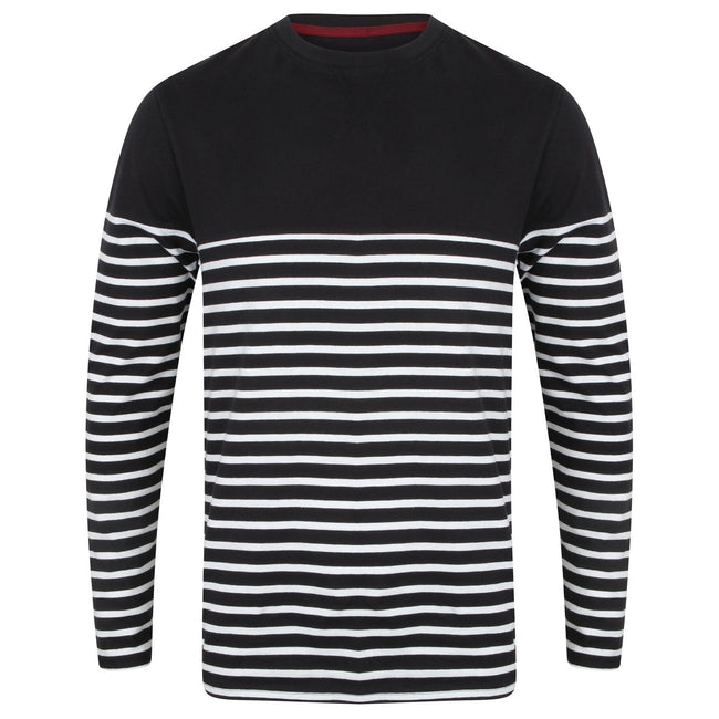 Navy-White - Front - Front Row Mens Long Sleeve Breton Stripe T-Shirt