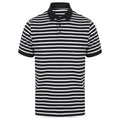 Navy-White - Front - Front Row Mens Striped Jersey Polo Shirt