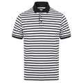 White-Navy - Front - Front Row Mens Striped Jersey Polo Shirt