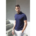 Navy - Back - Henbury Mens Stretch Microfine Pique Polo Shirt