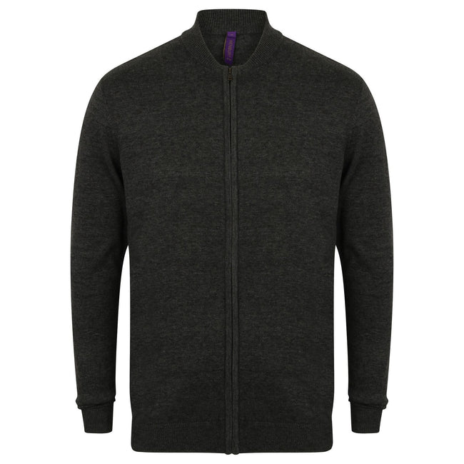 Grey Marl - Front - Henbury Unisex Knitted Bomber Jacket