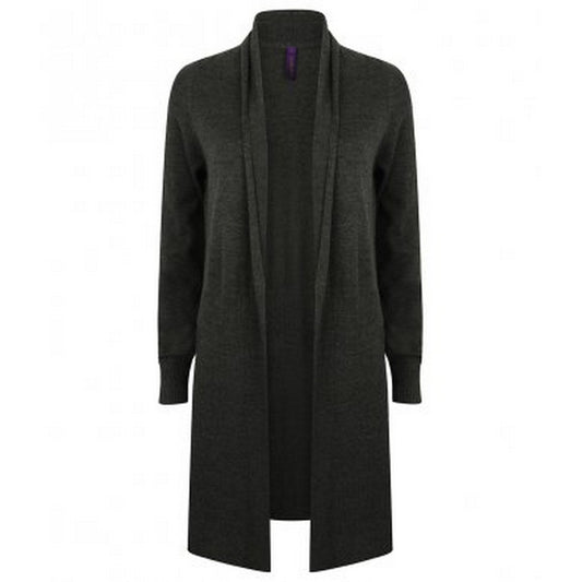 Navy - Front - Henbury Womens-Ladies Long Line Open Cardigan