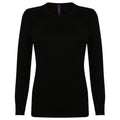 Black - Front - Henbury Womens-Ladies Crew Neck Sweater