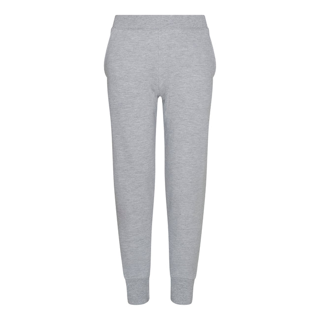 Heather Grey - Front - AWDis Just Hoods Childrens-Kids Tapered Jogging Bottoms